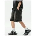 thumbnail image 4 of EMMIOL Men's Y2K Denim Shorts Mid Elastic Waist Baggy Jean Shorts Loose Fit Jorts Retro Hip Hop Shorts, 4 of 6