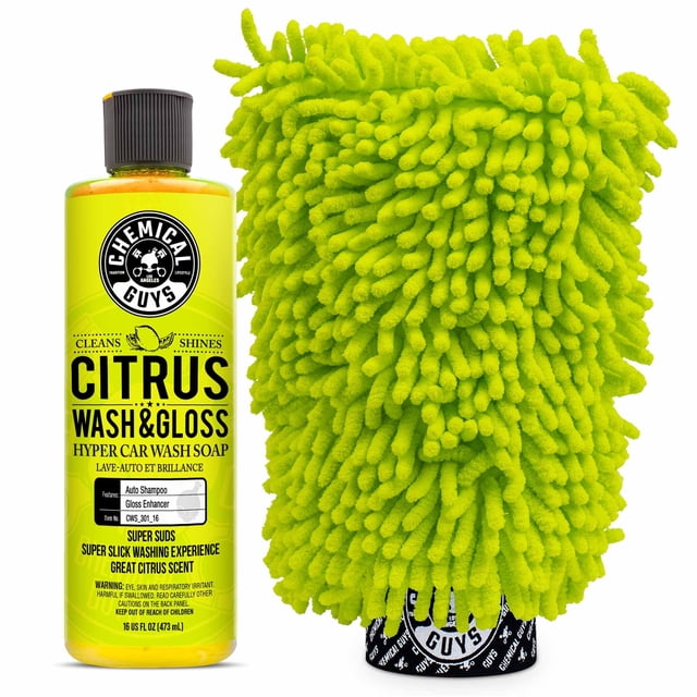 Kit de lavado para auto Chemical Guys Citrus Soap 473 ml con guante