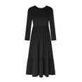 thumbnail image 3 of Besolor Long Sleeve Dress for Women Crew Neck Ruffle Hem Pleated Fall Dresses Casual Flowy Maxi Dress with Pockets, 3 of 4