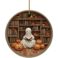 thumbnail image 1 of Décorations d'Halloween Ohufall Décorations de Noël Rondes Imprimé Père Noël Souriant Décoration Ronde Décorations d'Arbre des Fêtes avec Lanière Léger, 1 of 1