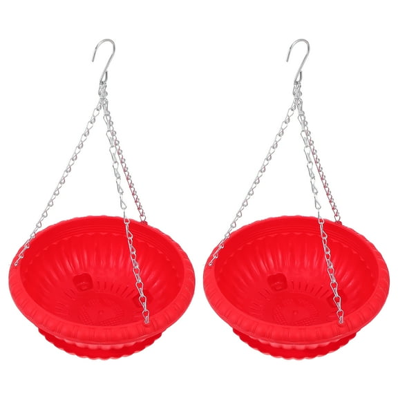 2 Sets Pot outside Hanging Basket Dual Plant Wall Mounted Vase Flower Red