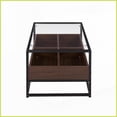 thumbnail image 4 of LumiSource Contemporary Black Metal Walnut Glass Coffee Table with Storage for Living Room, 4 of 5