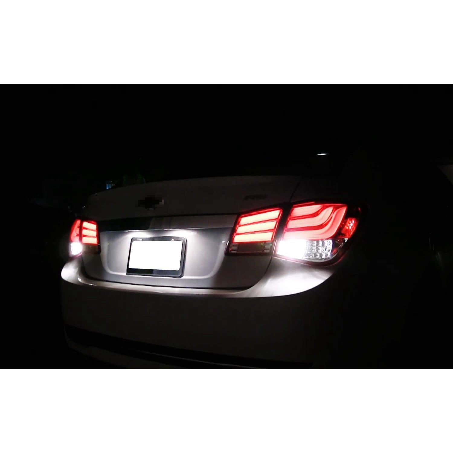OEM-Fit 3W Full LED License Plate Light Kit For 2011-15 Chevy Cruze & 2016-up Chevrolet Spark, Powered by 18-SMD Xenon White LED & Can-bus Error Free