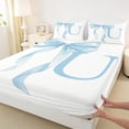 thumbnail image 4 of Erosebridal Blue Bowknot Queen Sheet Sets for Girls, Monogrammed U Bed Set, 4pcs, 1 Flat Sheet, 1 Fitted Sheet and 2 Pillowcases, 4 of 5