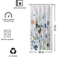 thumbnail image 4 of Stall Watercolor Floral Shower Curtain Sets,36Wx72H Inch Narrow RV Teal and Blue Flowers Fabric Shower Curtains, Soft Waterproof Polyester Bathroom Curtains with Hooks, 4 of 5