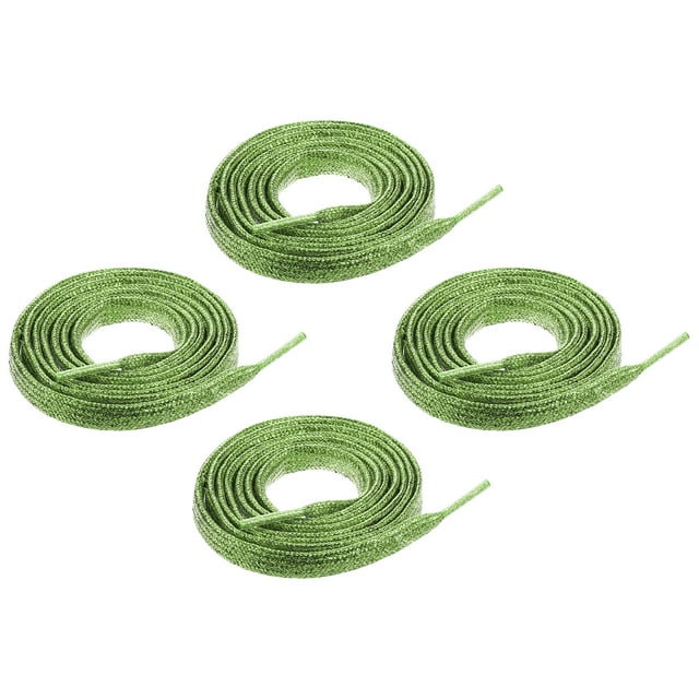 2 pares de cordones planos brillantes, 43" cordones metálicos brillantes para zapatillas, botas, patines y zapatos de correr, verde claro
