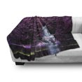 thumbnail image 3 of Lavender Soft Flannel Fleece Throw Blanket, Trees by a Lake Blue Wooden Rustic Lakehouse Lodge Romantic Spring Nature Theme, Cozy Plush for Indoor and Outdoor Use, 50" x 70", Purple, by Ambesonne, 3 of 6