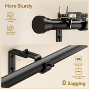 Square Curtain Rod 32-144 Inch, Heavy Duty 1 Inch Adjustable Curtain Rods for Windows, Black Extra Long Window Treatment Rods, Modern Design, Easy Installation