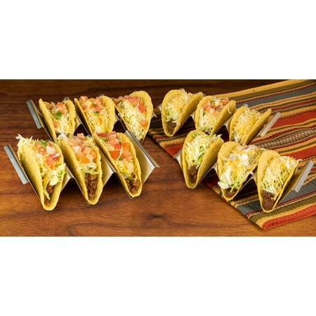 

Taco Tuesday TTTH4SS Stainless Steel 4-Piece Taco Holder Tray Set Holds Up To 12 Tacos Dishwasher Oven And Grill Safe Use As Baking Rack