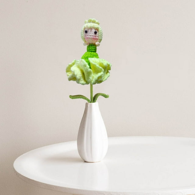 Hand Woven Crocheted Carnation Fairy Finished Bouquet for DIY Home Floral Arrangement