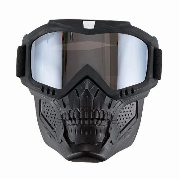 Motorcycle Goggles Removable Face Black Frames Clear Lens