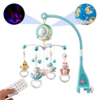 Mini Tudou Baby Musical Mobile Crib with Music and Lights, Timing Function, Projection,Hanging Rattle and Music Box for Babies Boy Girl Toddler 0 to 24 Months