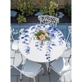 thumbnail image 6 of Navy Blue Eucalyptus Leaves Round Fitted Tablecloth with Elastic Edge, Waterproof Table Cloth Table Cover for 36"-44" Tables, Spring Rustic Botanical Tablecloths for Dining Picnic Indoor Outdoor, 6 of 9