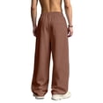 thumbnail image 7 of GrmtClth Mens relaxed daily lifestyle trousers wide leg flowy soft material casual loose pants outdoor vacation long distance travelling Coffee L, 7 of 7