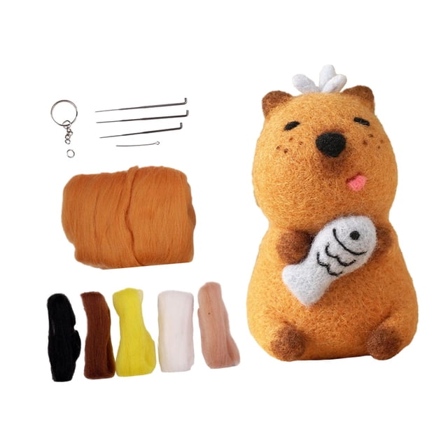 Carpincho de peluche de juguete, proyecto artesanal de fieltro, bonito llavero, Material de fieltro de aguja, conjunto de Material de fieltro de lana A Soledad Iniciador de fieltro de lana