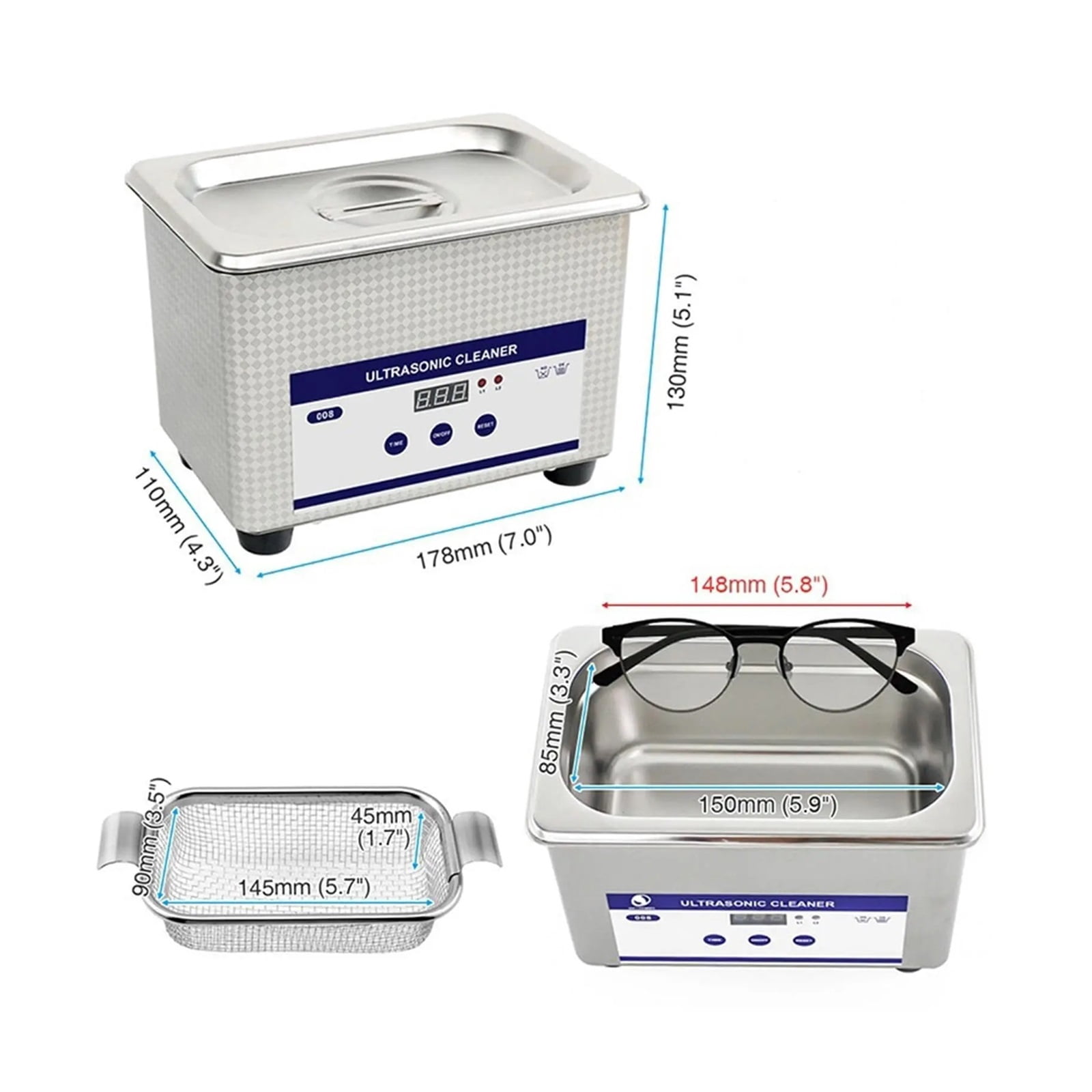 Ultrasonic Cleaner Ultrasound Glasses Jewelry Cleaner 40KH High Frequency Ultrasonic Washing Bath for Glasses Jewelry Cleaning