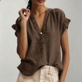 thumbnail image 6 of QASIEATN Women's Trendy Essentials Clothing: Elegant Short Sleeve V Neck Blouse Fall Fashion Outfits for Women, 6 of 6