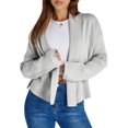 thumbnail image 2 of Womens Cropped Cardigan Open Front Shawl 2025 Fall Trendy Long Sleeve Sweater Jacket Light Gray S, 2 of 9