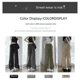 thumbnail image 3 of Pantalones deportivos holgados de talle alto de color gris para mujer, estilo americano, informales, de pierna recta, para verano, 3 of 4