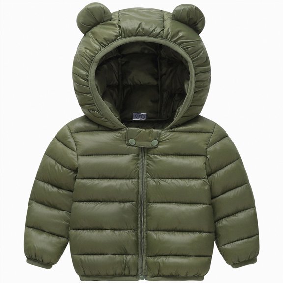 CAICJ98 Winter Coats Puffer Padded Jacket for Toddler Boys Girls Kids Puffer Coat Light Outwear Cute Bear Ears with Hoods Clothing (AG,5-6 Years)