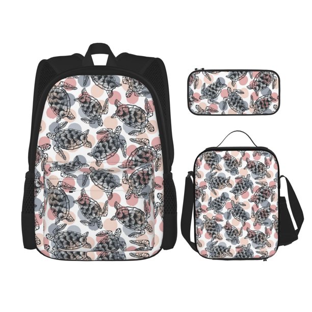 Fotbe Turtle Set Escolar 3 en 1 para Niños - Mochila Duradera con Lonchera Aislante y Estuche para Lápices - Mochila Escolar para Niños y Niñas