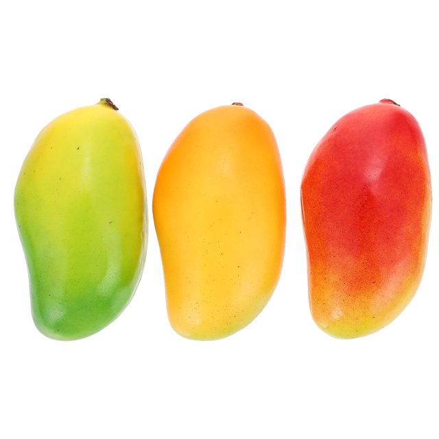 3 modelos de mango artificial, modelos de frutas simuladas, modelos de mango de espuma falso