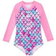 thumbnail image 5 of Usaibhir Toddler Girls Summer One Piece Long Sleeve Bathing Suits Rash Guard Front Zipper Swimsuits with UV Protection Sunsuit 4-12T, 5 of 17
