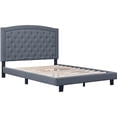 thumbnail image 4 of Modern Marvel Upholstered Platform Bed in Gray with Tufted Headboard and Sturdy Wood Slat Support, 4 of 5