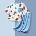 thumbnail image 2 of Toddler Boy Outfits Cartoon Print Short Sleeve Crew Neck T-Shirt Top And Trousers 2 Piece Loungewear Boys' Clothing Sets Size 18-24 Months, 2 of 3