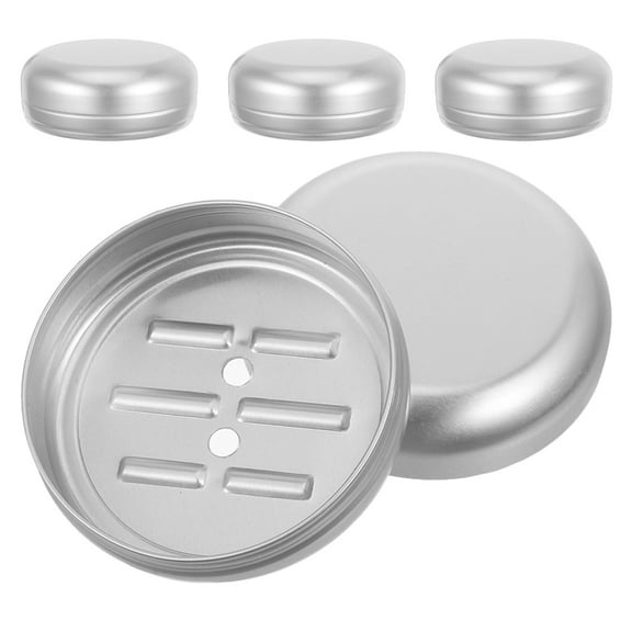 WORGEOUS 4pcs Travel Soap Dish Shower Aluminum Soap Container With Drainage Bar Soap Holder Saver Metal Tin Jar Bar Soap Organizer For Bathroom Kitchen