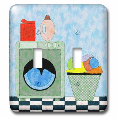 3dRose Red Blue Green Laundry Room - Double Toggle Switch (lsp_44848_2)