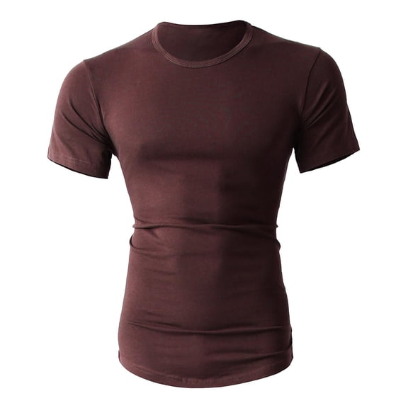 Hat and Beyond Men's Longtailed Crew Neck Short Sleeve T-Shirts with Side Zipper
