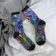 thumbnail image 5 of Rateoe Cosmic Purple Irises for Women Casual Calf Socks - Cute Crew Socks - Thin Soft Above Ankle Socks Size 5-11, 5 of 6