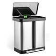 thumbnail image 1 of 19 Gallon Dual Trash Can, 2 Compartments Trash Can, Stainless Steel Garbage Can Without Removable Inner Bucket, Double Garbage Bins for Kitchen, 2 x 9.5 Gallons Wastebin for Kitchen, Home Office, 1 of 7