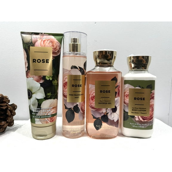 Bath & Body Works Rose 4 Piece Gift Set (Ultimate Hydration Body Cream 8 fl. oz., Fine Fragrance Mist 8 fl. oz., Body Lotion 8 oz., and Shower Gel 10 fl. oz.)