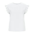 thumbnail image 1 of Pompotops Mode Femmes Été Décontracté Col Rond Manches Courtes Pull T-Shirt Blouse Unie, 1 of 8