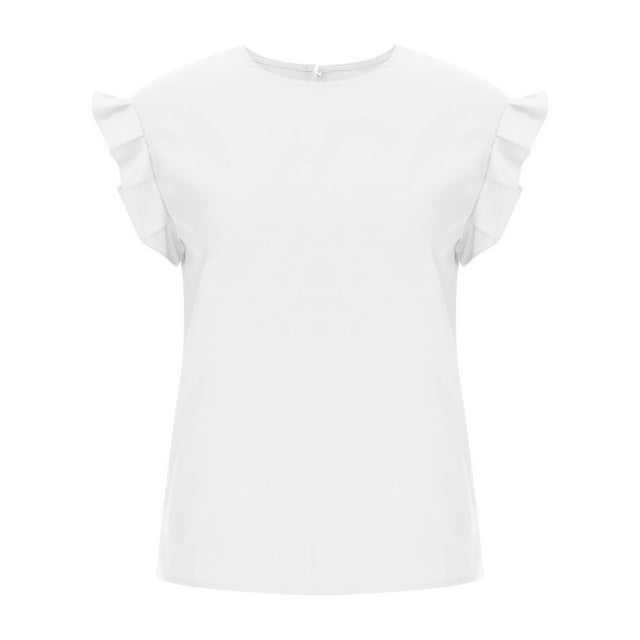 Pompotops Mode Femmes Été Casual Col Rond Manches Courtes Pullove Solide Chemisier T-Shirt