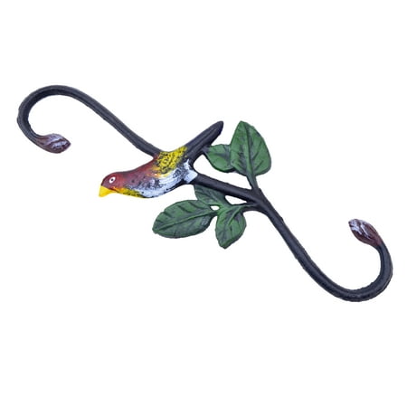 - Cast Iron S Style Plant Hook - Colorful Bird - 11.75