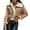Dark Khaki, variant on Women Winter Faux Leather Jacket Long Sleeve Lapel Fleece Linen Coat Zip Up Motorcycle Jacket Warm Sherpa Coat Outwear