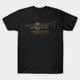 thumbnail image 1 of Rainbow Trumpet Colorful Brass Musical Instrument Graphic Unisex T-Shirt, sizes up to 3XL, 1 of 4