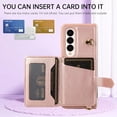 thumbnail image 5 of Phone Case for Samsung Galaxy Z Fold 3 5G 2021 Wallet Cell Cover with Slim Ring Stand Credit Card Holder Slot ZFold3 Z3 Fold3 3Z ZFold35G Girl Women Men Rose Gold, 5 of 7