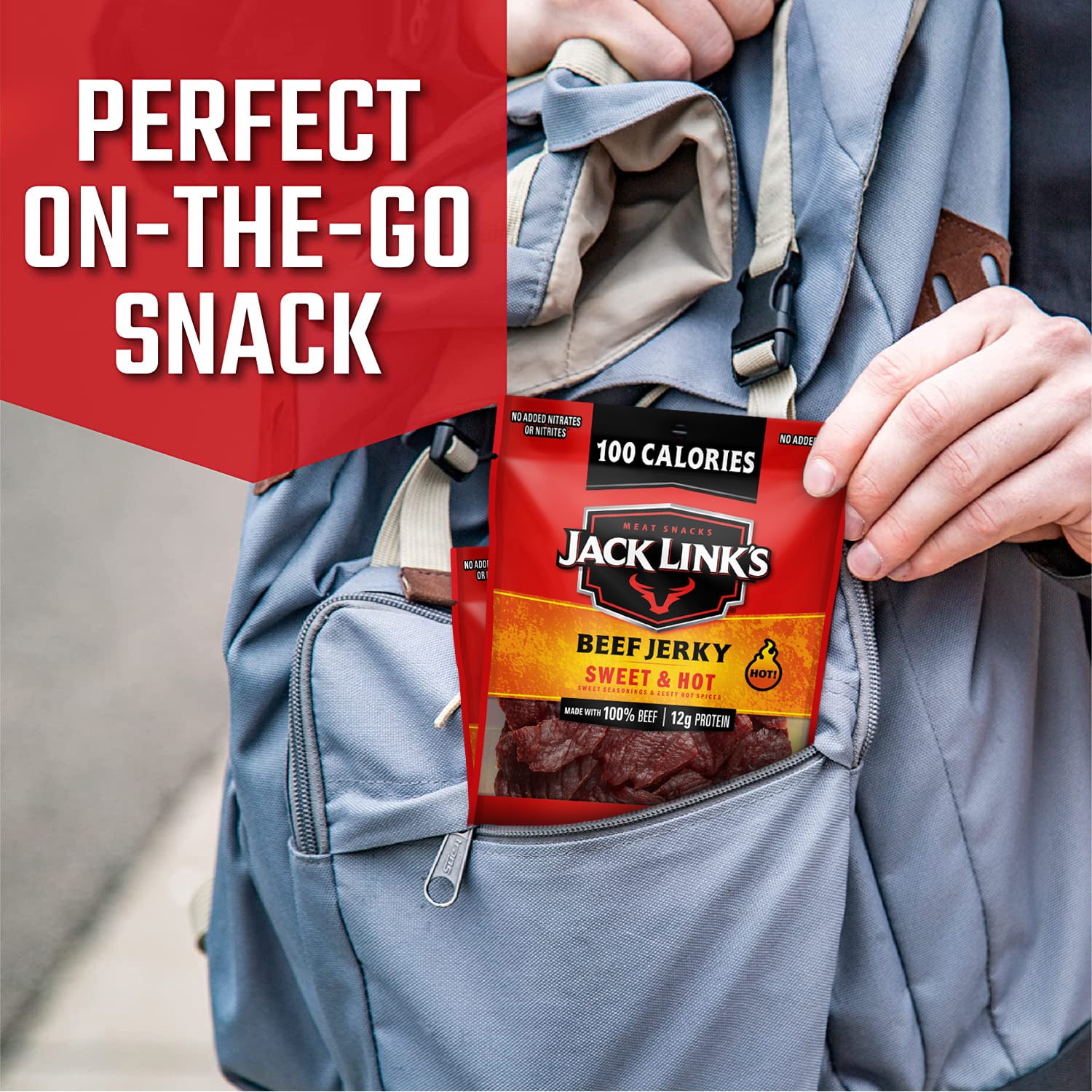 15 Pack - Jack Link's Bulk Beef Jerky Jalapeño, Peppered, Sweet & Hot Flavored Variety Pack, (15 - 1.25 oz. Bags), Snack Sized Packs