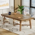 thumbnail image 6 of Finmind 70.87-Inch Rectangle Meeting Table, 6 ft Conference Table for 6-8 People, Light Brown, 6 of 8