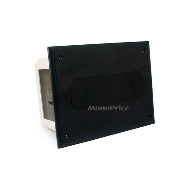 Monoprice Recessed Media Box Black With 4 Gang Flexible Cover Plate