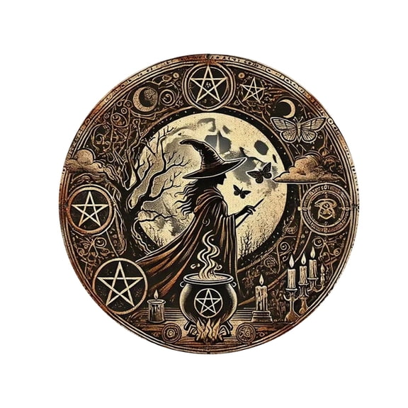 Izexuh Halloween Placemat Halloween Table Decor Linen Fabric Seasonal Witch Print Design Dining Mat 15" x 15" for Home Kitchen Party