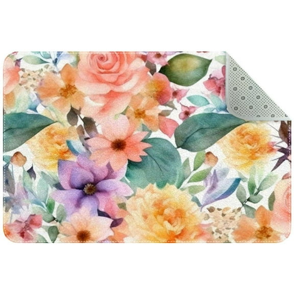 Colorful Floral Flowers Seamless Pattern Entryway Rug, 2x3 Area Rug Indoor Door Mat Non-slip Washable Floor Carpet Rug for Bedroom Office Dining Room Bathroom