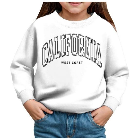 Gubotare Sweatshirts for Girls Trendy Toddler Girl Sweatshirt Clothes Outfit,Crewneck Clothing Size 4T (White,4 Years)