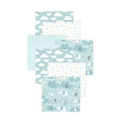 Little Treasure Hudson Baby Boys Cotton Poly Flannel Receiving Blankets 7-Pack, Mint New Elephant, 30x30 inches