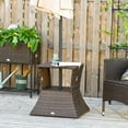 thumbnail image 2 of Table Basse en Rotin Brun Mixte avec Rangement et Trou pour Parasol - Table d'Appoint Extérieure de 21,3 Pouces, Cadre en Métal et Osier PE Résistant aux Intempéries pour Patio, Balcon et Salon, 2 of 7
