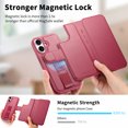 thumbnail image 6 of Wallet Case for iPhone 16 Compatible with Mag-Safe, 2-in-1 PU Leather Flip Cover with RFID Blocking Card Holder Stand Shockproof Detachable Magnetic Case for iPhone 16, Red, 6 of 14
